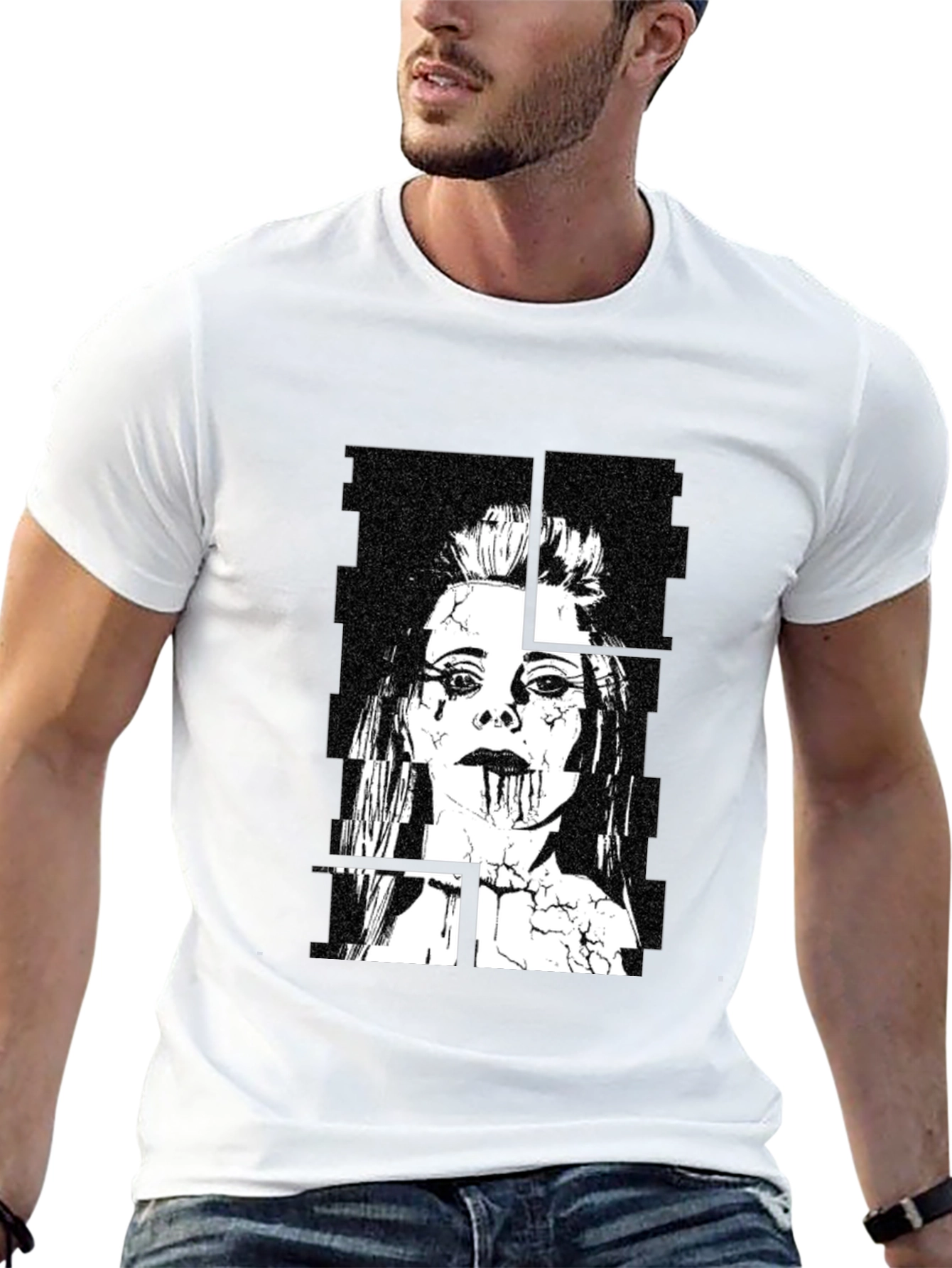 Edgy Black Graphic Tee - Womans Portrait