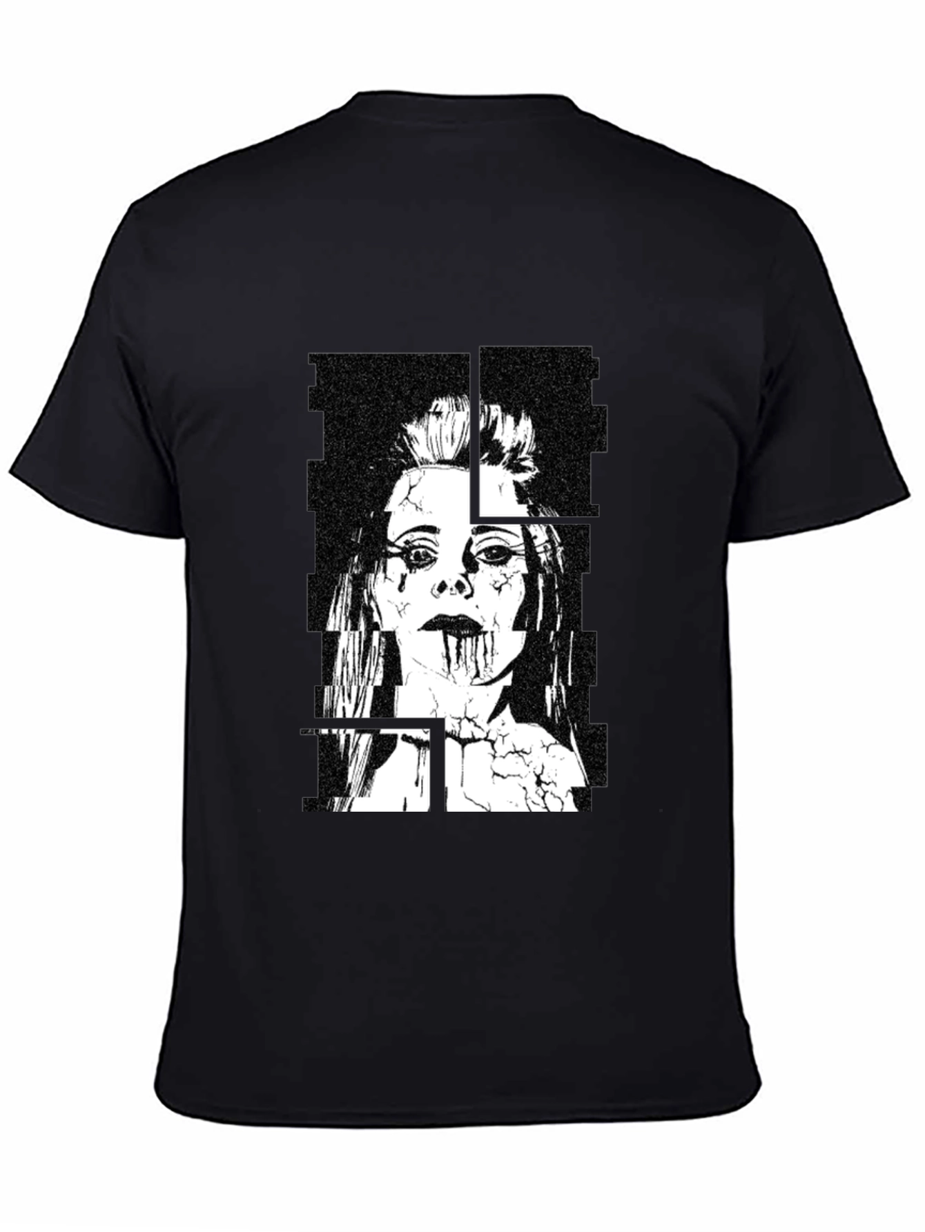 Edgy Black Graphic Tee - Womans Portrait