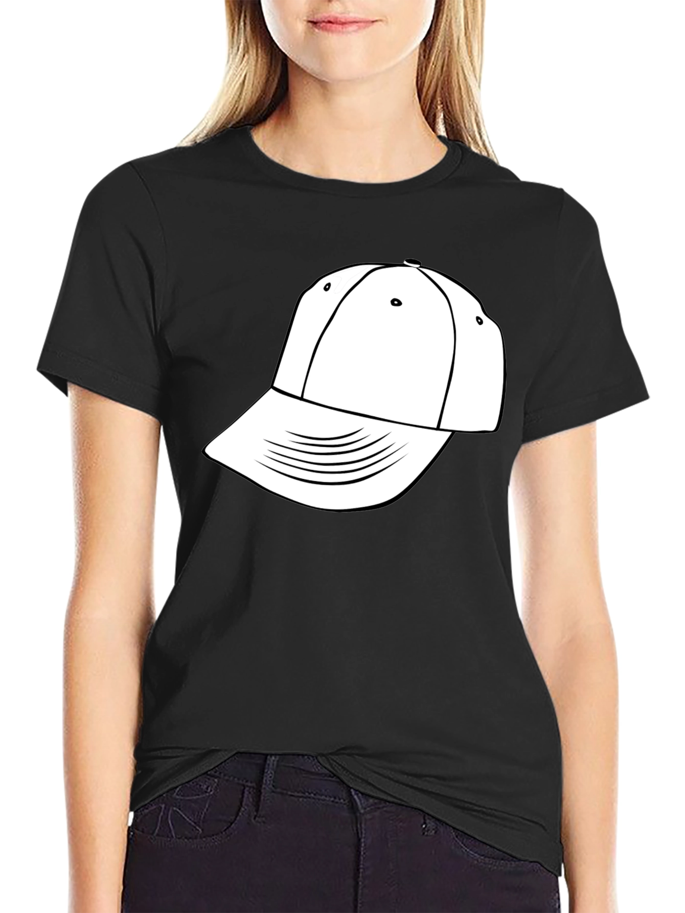 Cool Black T-Shirt with White Hat Graphic