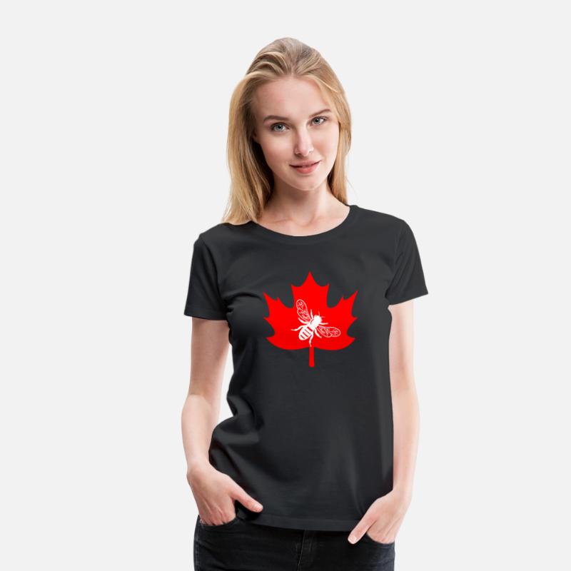 White honey bee in maple leaf logo