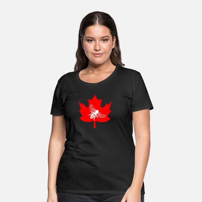 White honey bee in maple leaf logo