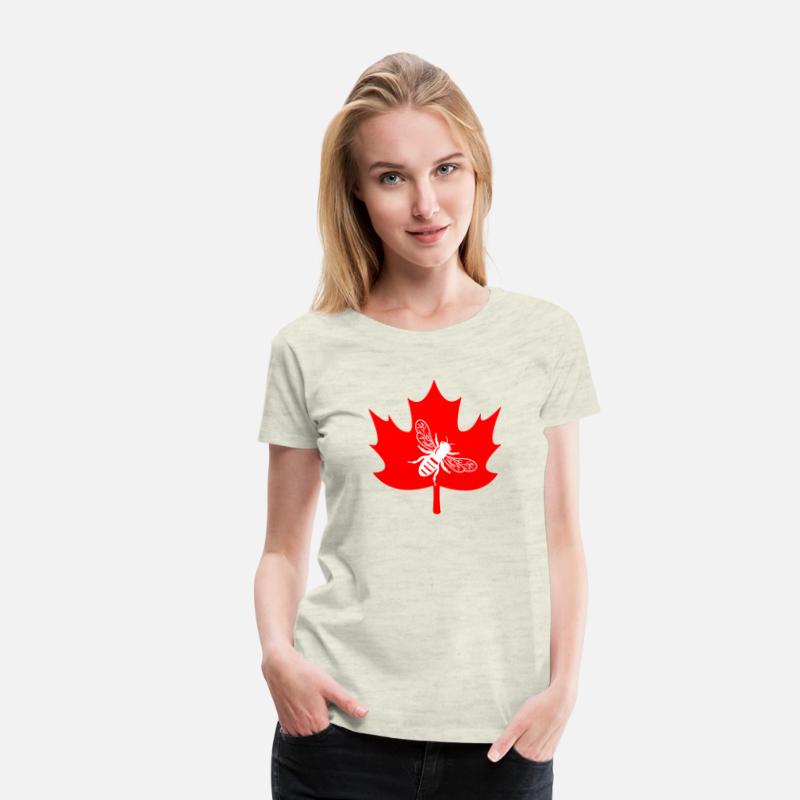White honey bee in maple leaf logo