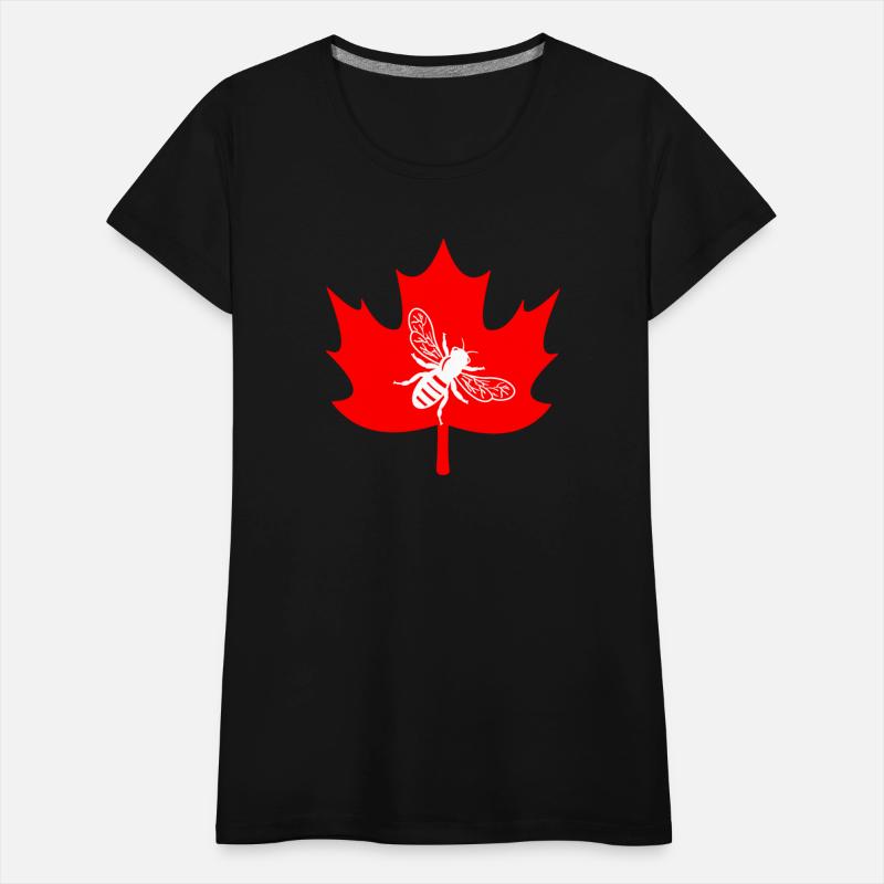 White honey bee in maple leaf logo