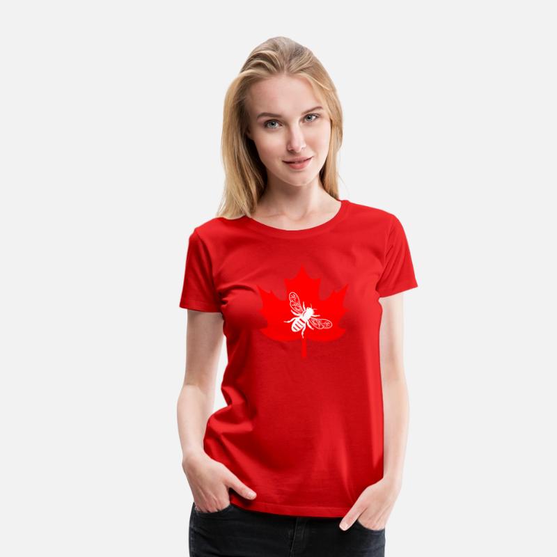 White honey bee in maple leaf logo