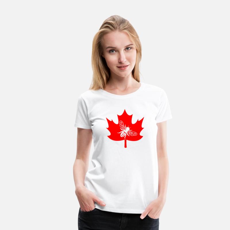 White honey bee in maple leaf logo