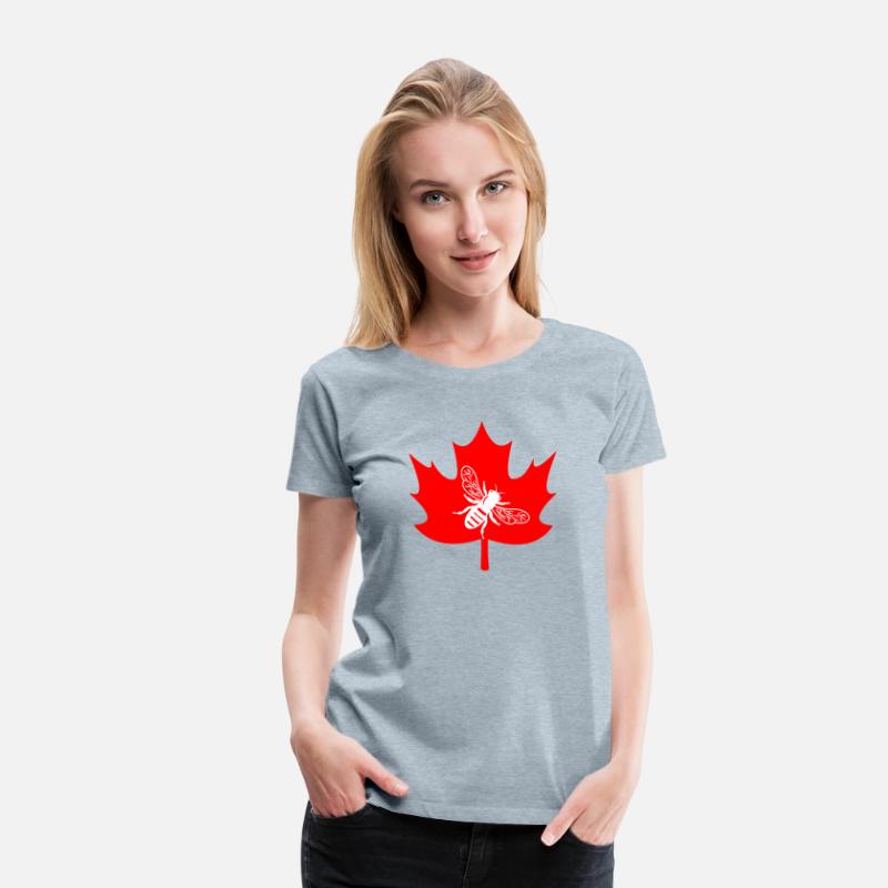White honey bee in maple leaf logo