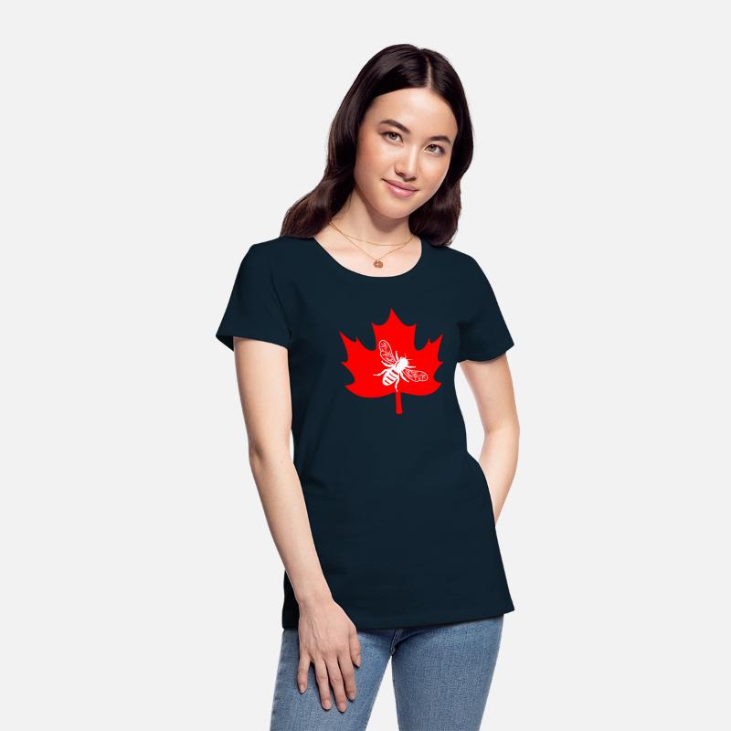 White honey bee in maple leaf logo
