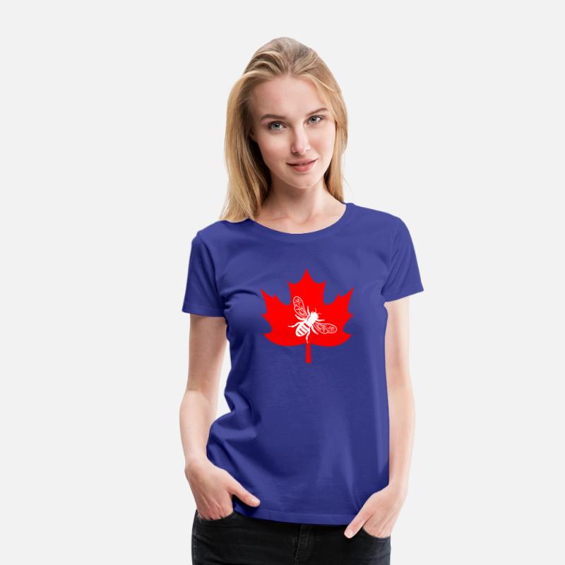 White honey bee in maple leaf logo