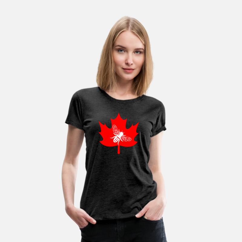 White honey bee in maple leaf logo