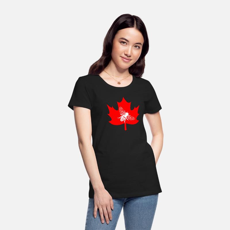 White honey bee in maple leaf logo