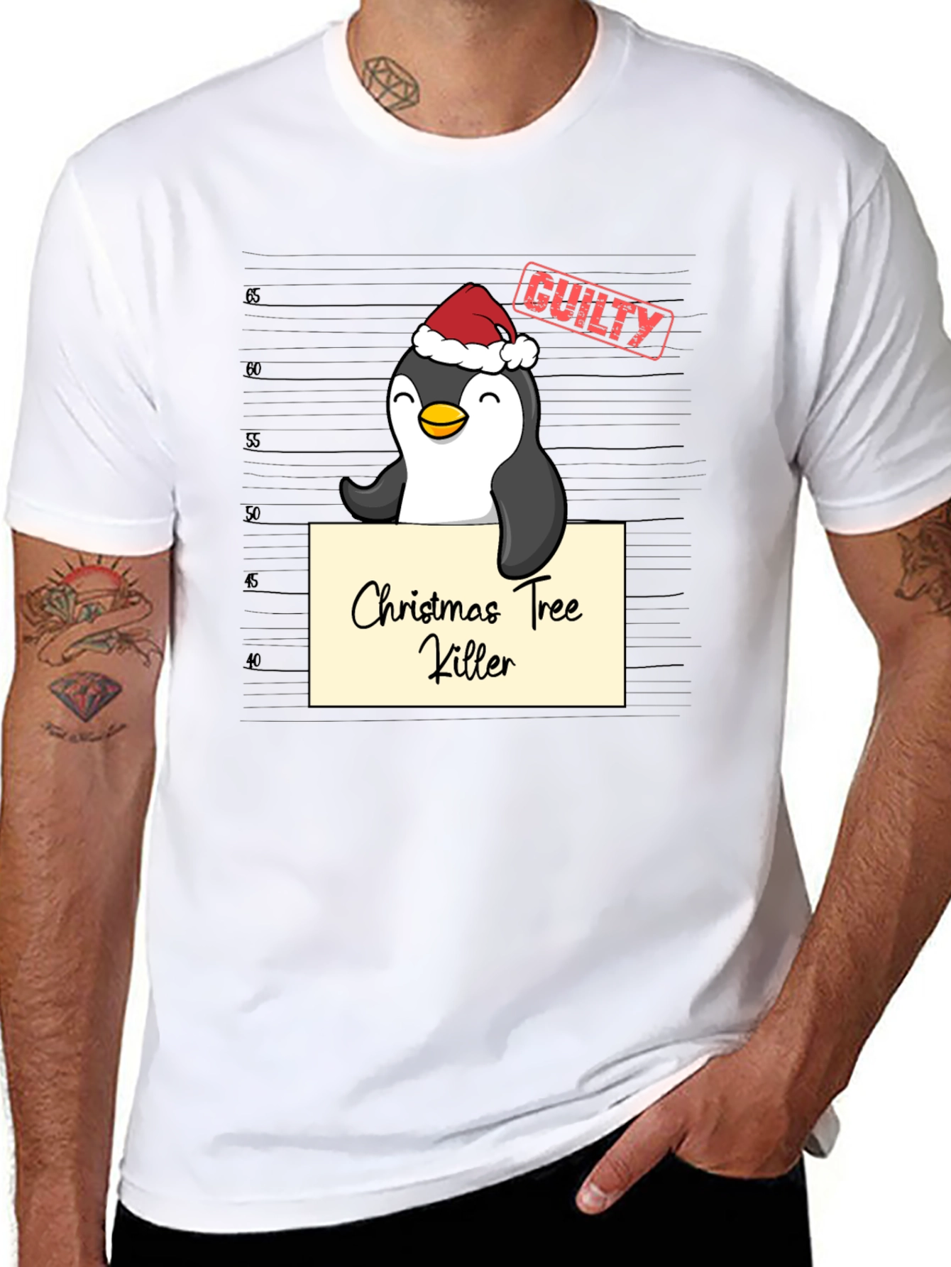 Christmas Tree Killer Penguin Graphic Tee