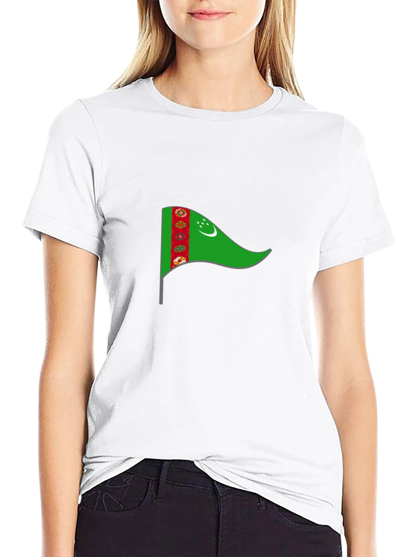 Turkmenistan Flag T-Shirt - Black Cotton Tee