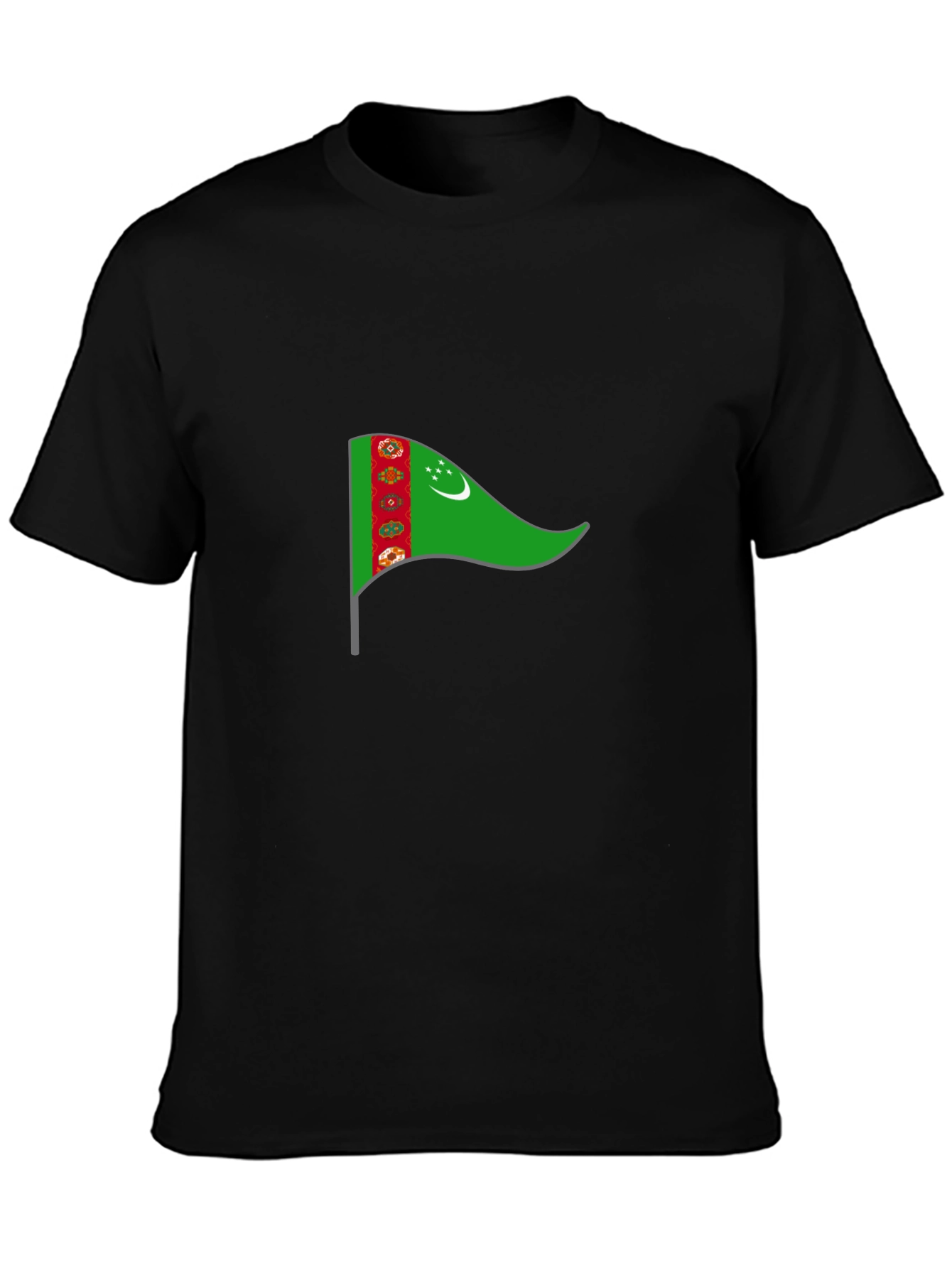 Turkmenistan Flag T-Shirt - Black Cotton Tee