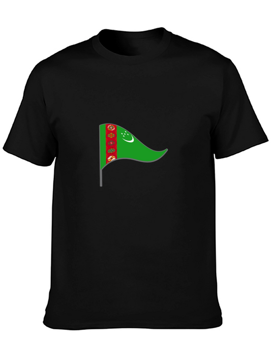 Turkmenistan Flag T-Shirt - Black Cotton Tee