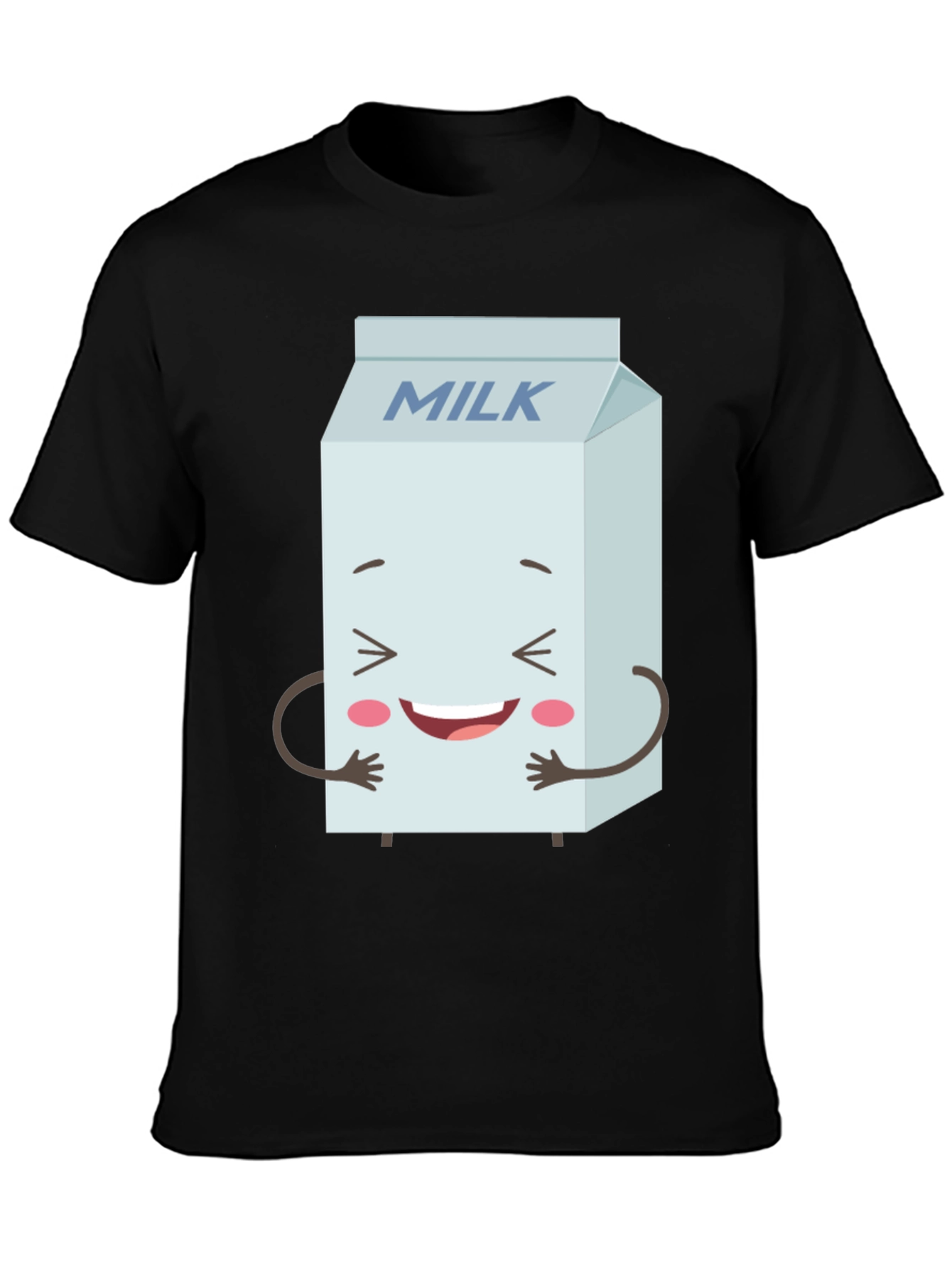 Funny Milk Carton Graphic Tee - Black Crewneck T-Shirt