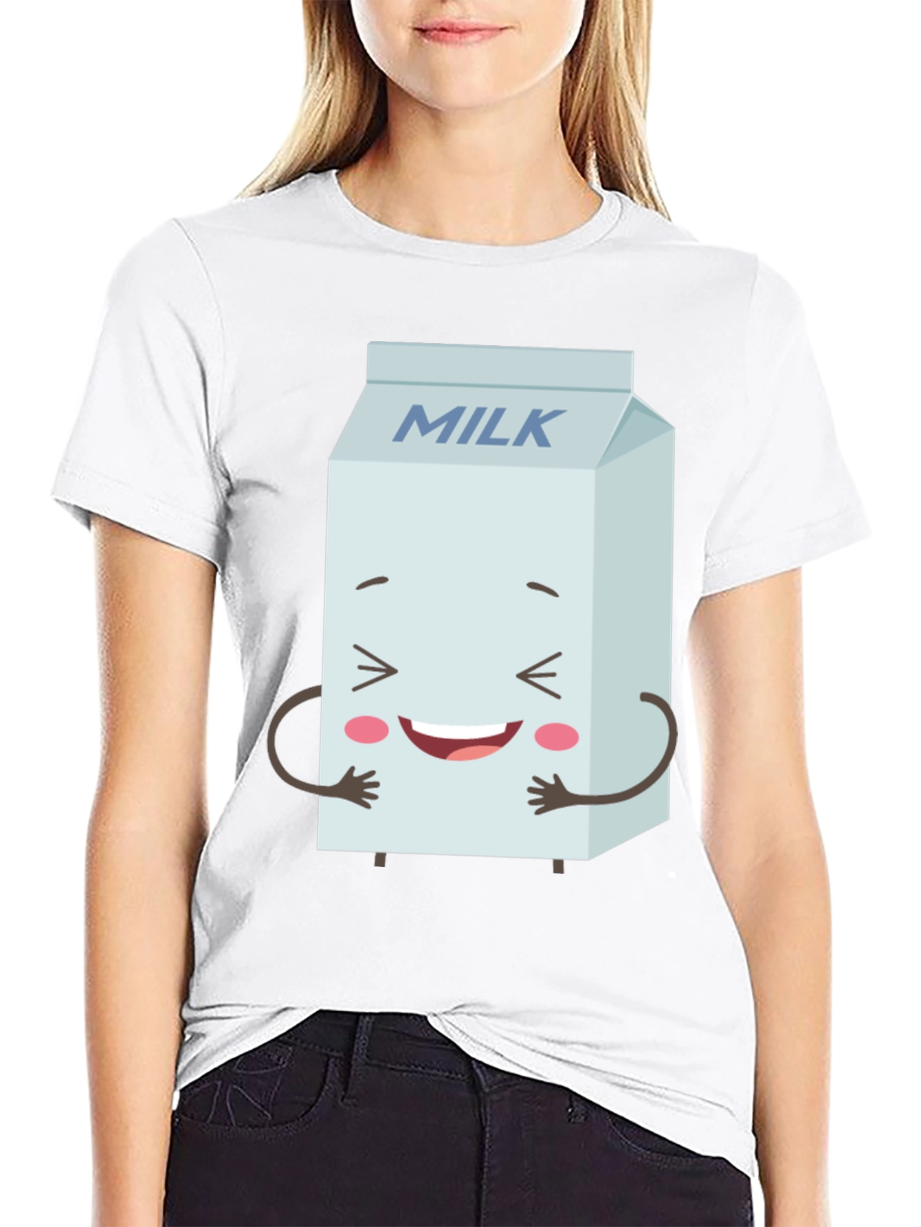 Funny Milk Carton Graphic Tee - Black Crewneck T-Shirt