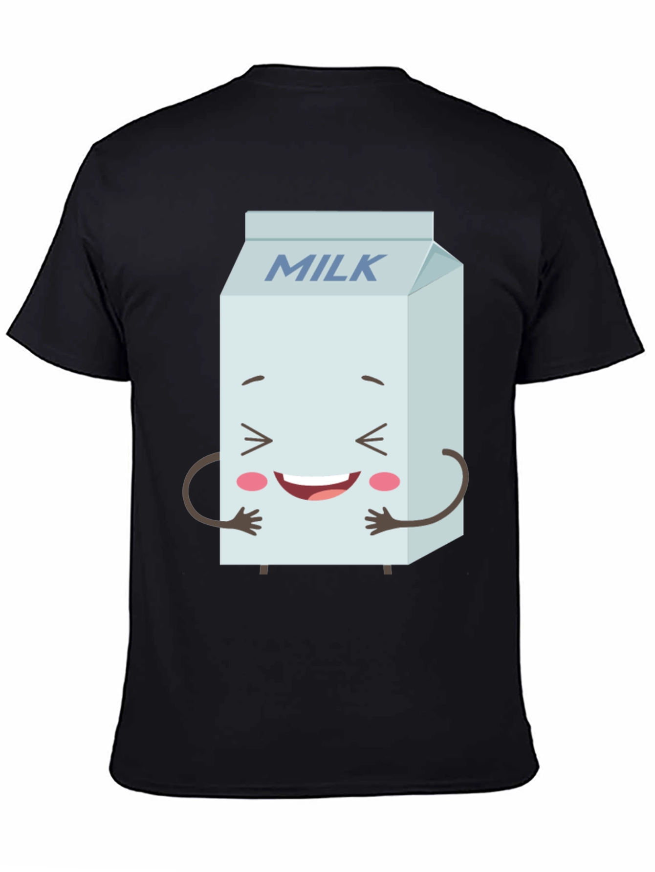 Funny Milk Carton Graphic Tee - Black Crewneck T-Shirt