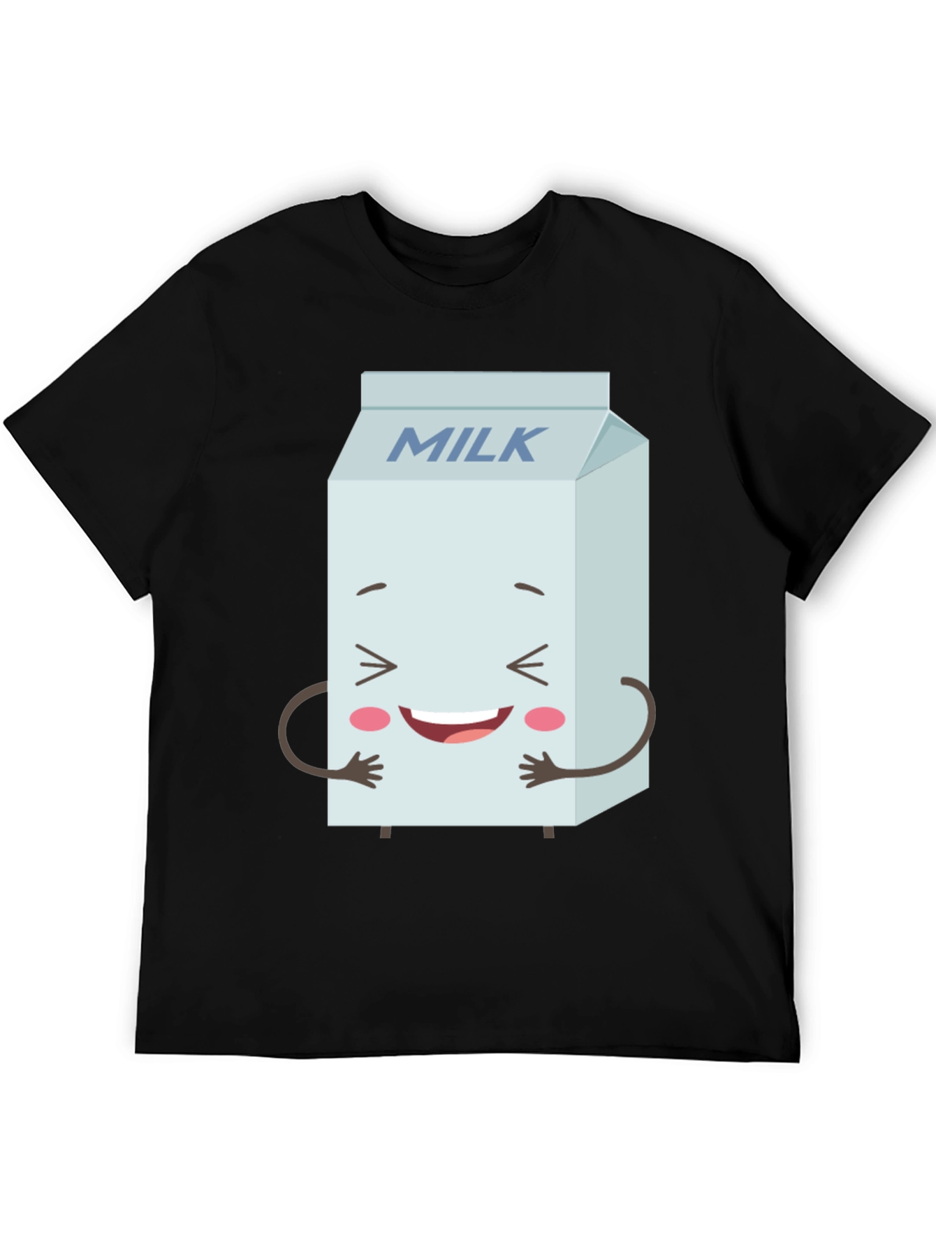 Funny Milk Carton Graphic Tee - Black Crewneck T-Shirt