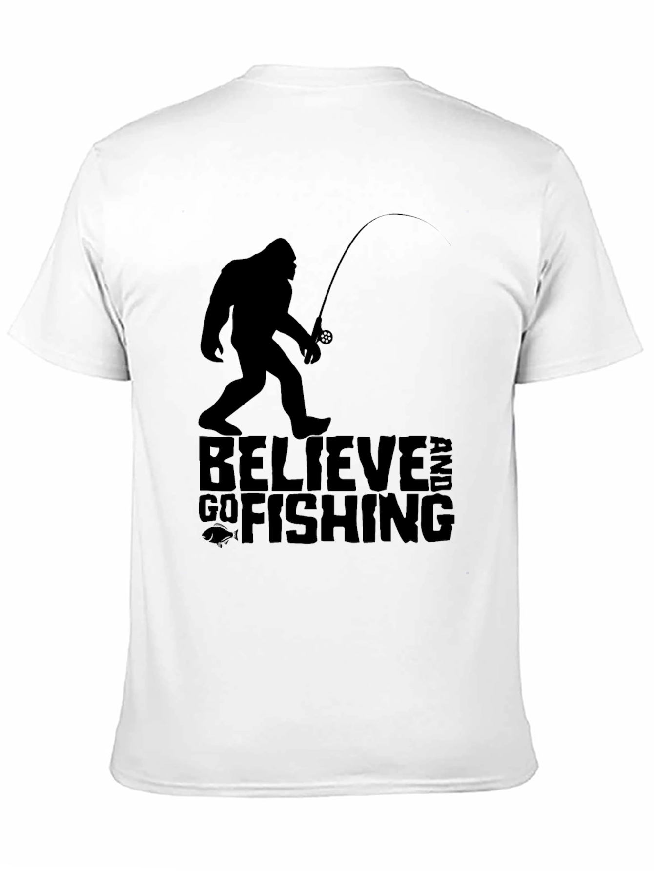 Believe and Go Fishing Bigfoot Tee - Black