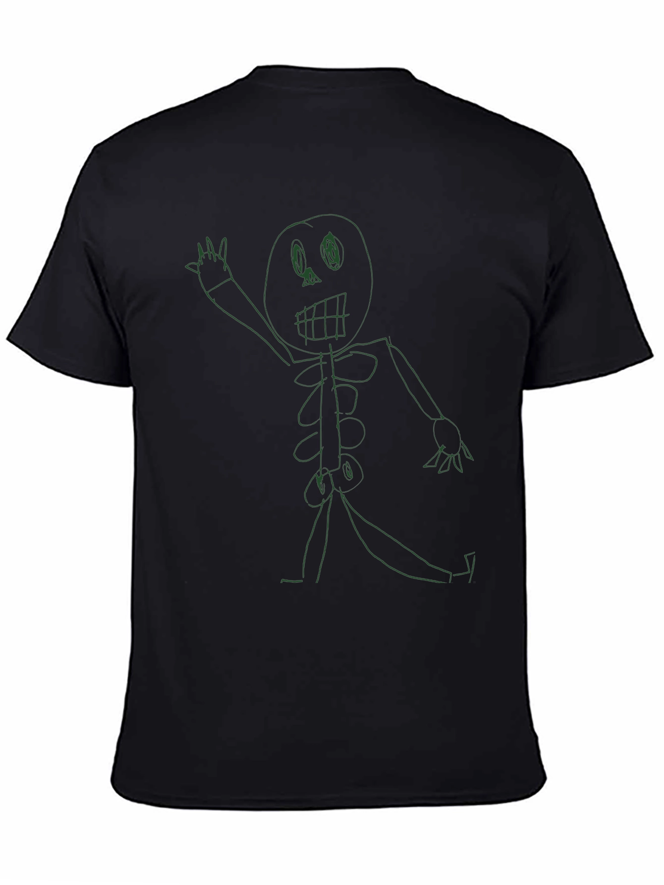 Funny Skeleton Graphic Tee - Unique Print Black T-Shirt