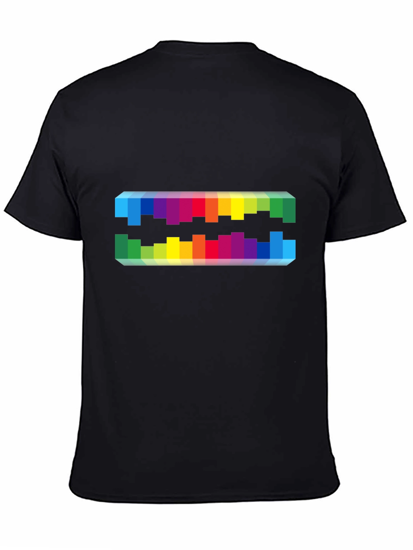 Rainbow Pixel Graphic Black T-Shirt