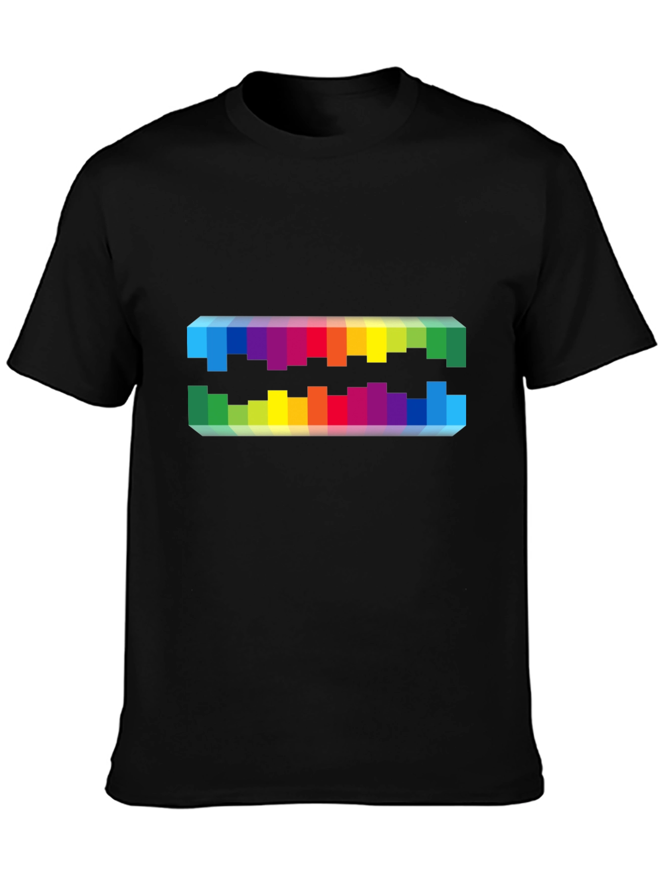 Rainbow Pixel Graphic Black T-Shirt