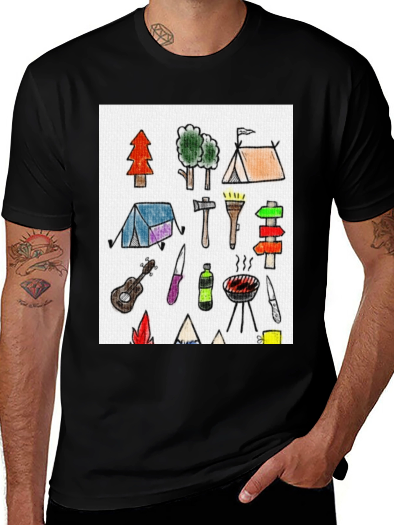 Camping Doodle Graphic Tee