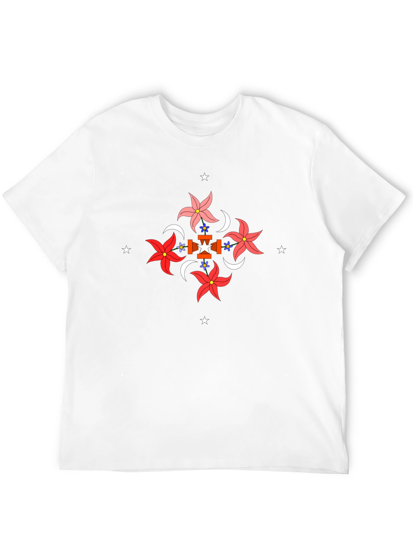 Floral Geometric Graphic Black T-Shirt