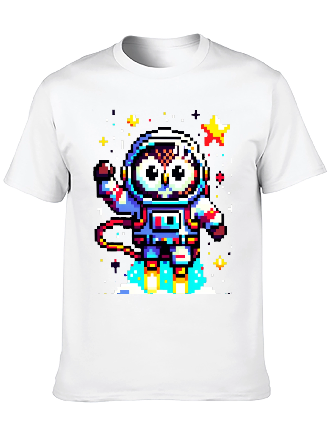 Pixel Owl Astronaut Black T-Shirt