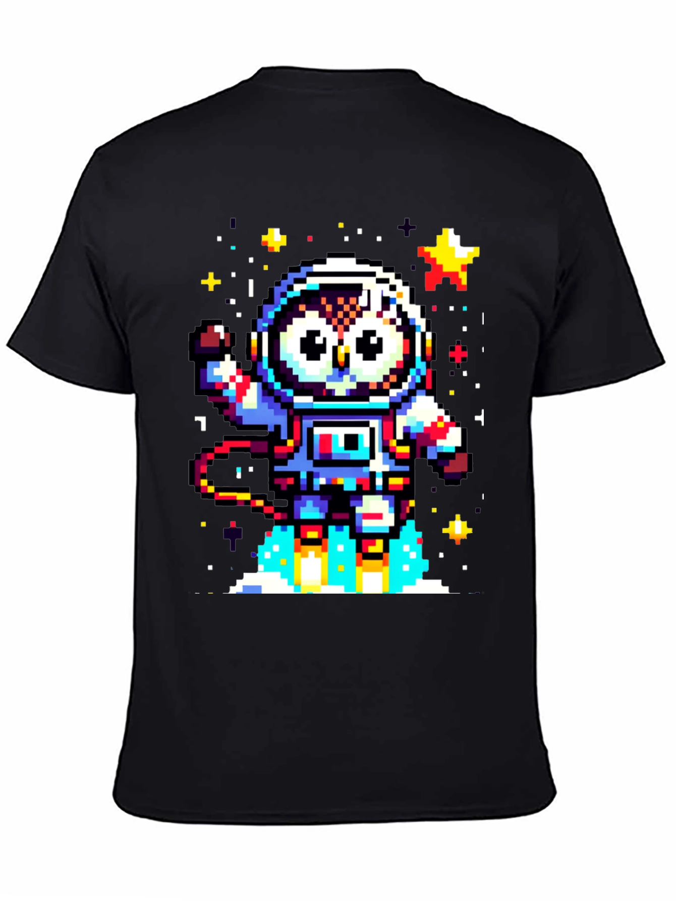 Pixel Owl Astronaut Black T-Shirt