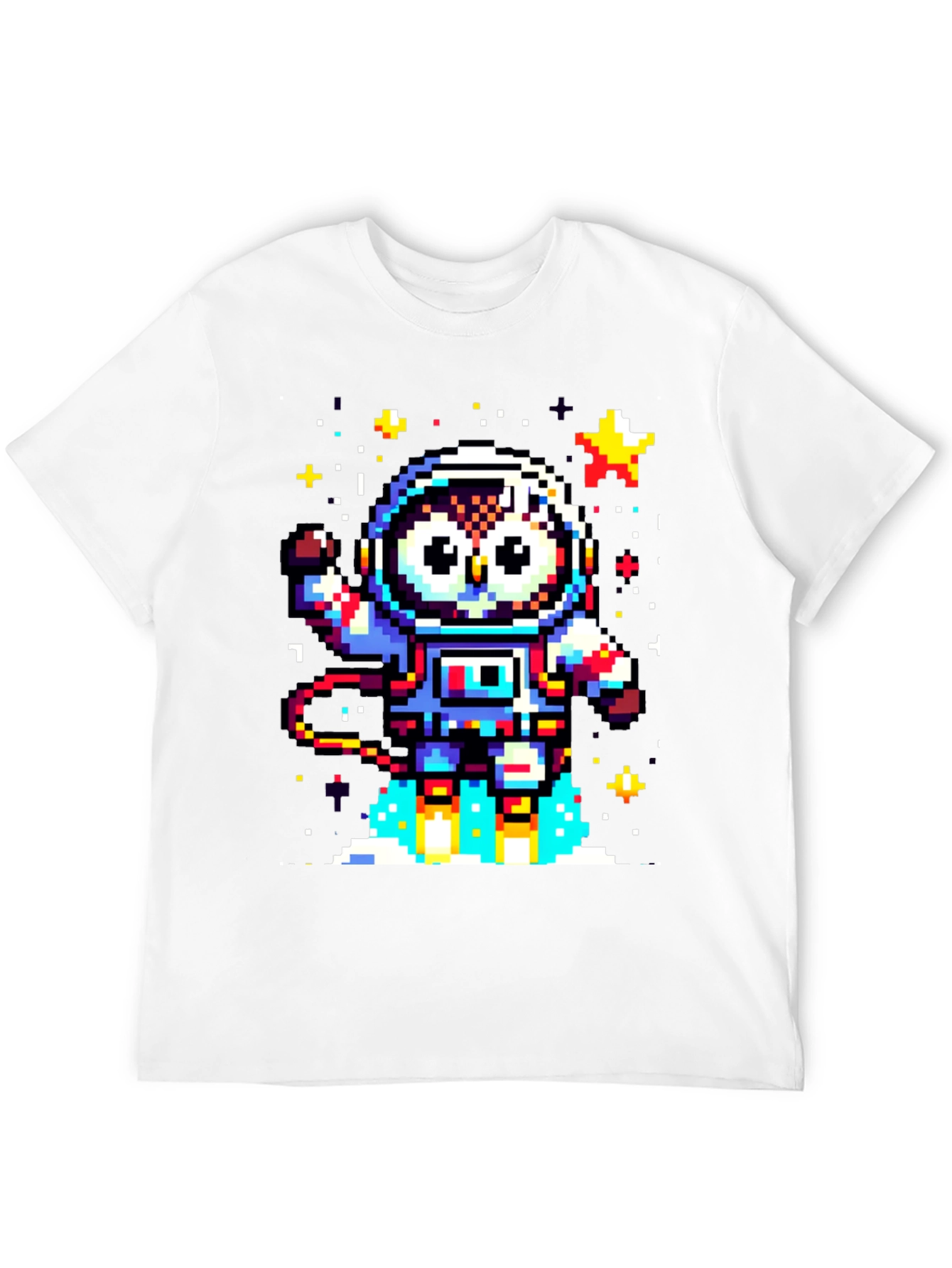Pixel Owl Astronaut Black T-Shirt