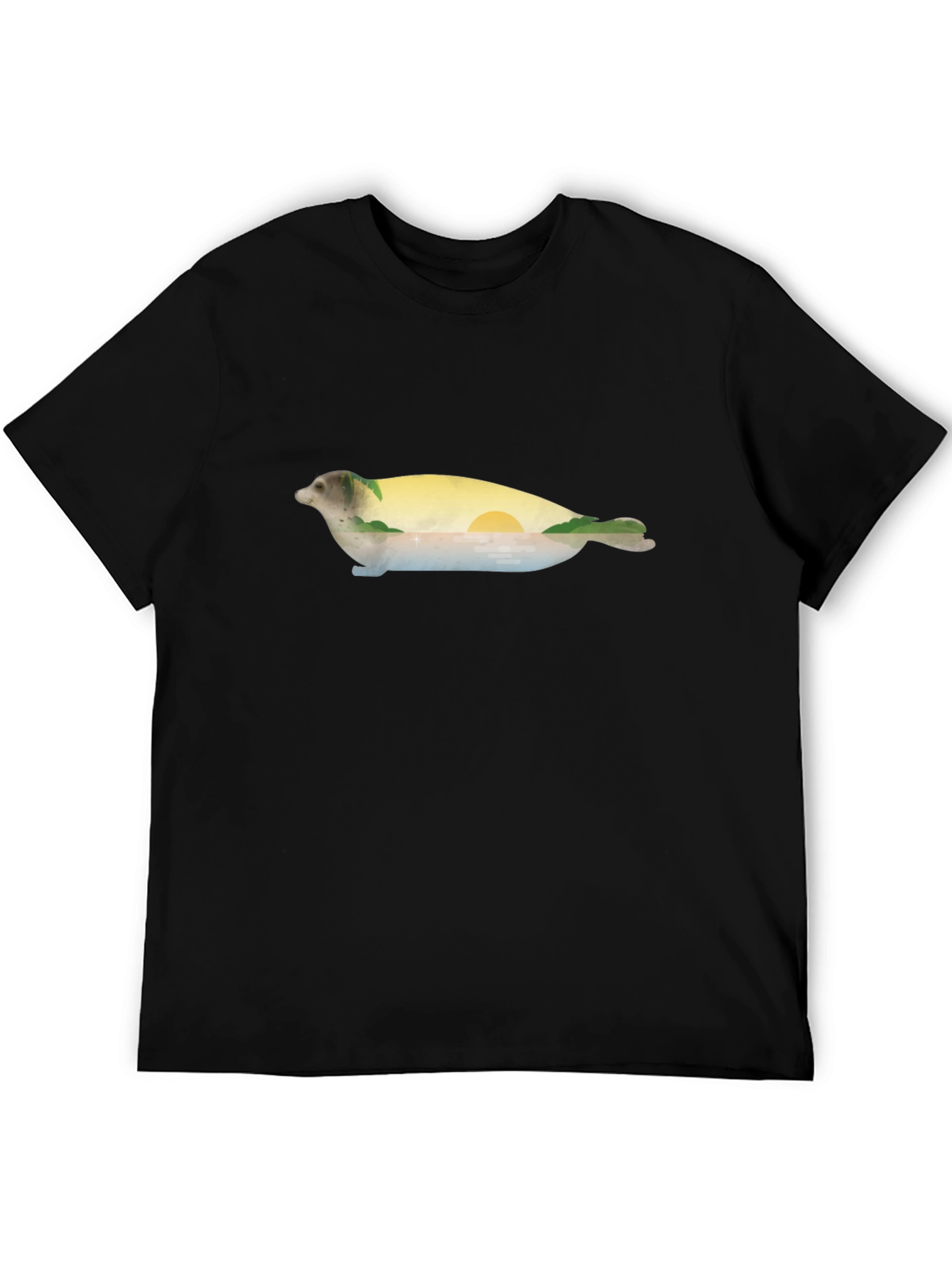 Seal Landscape Graphic Tee - Black Cotton Comfort