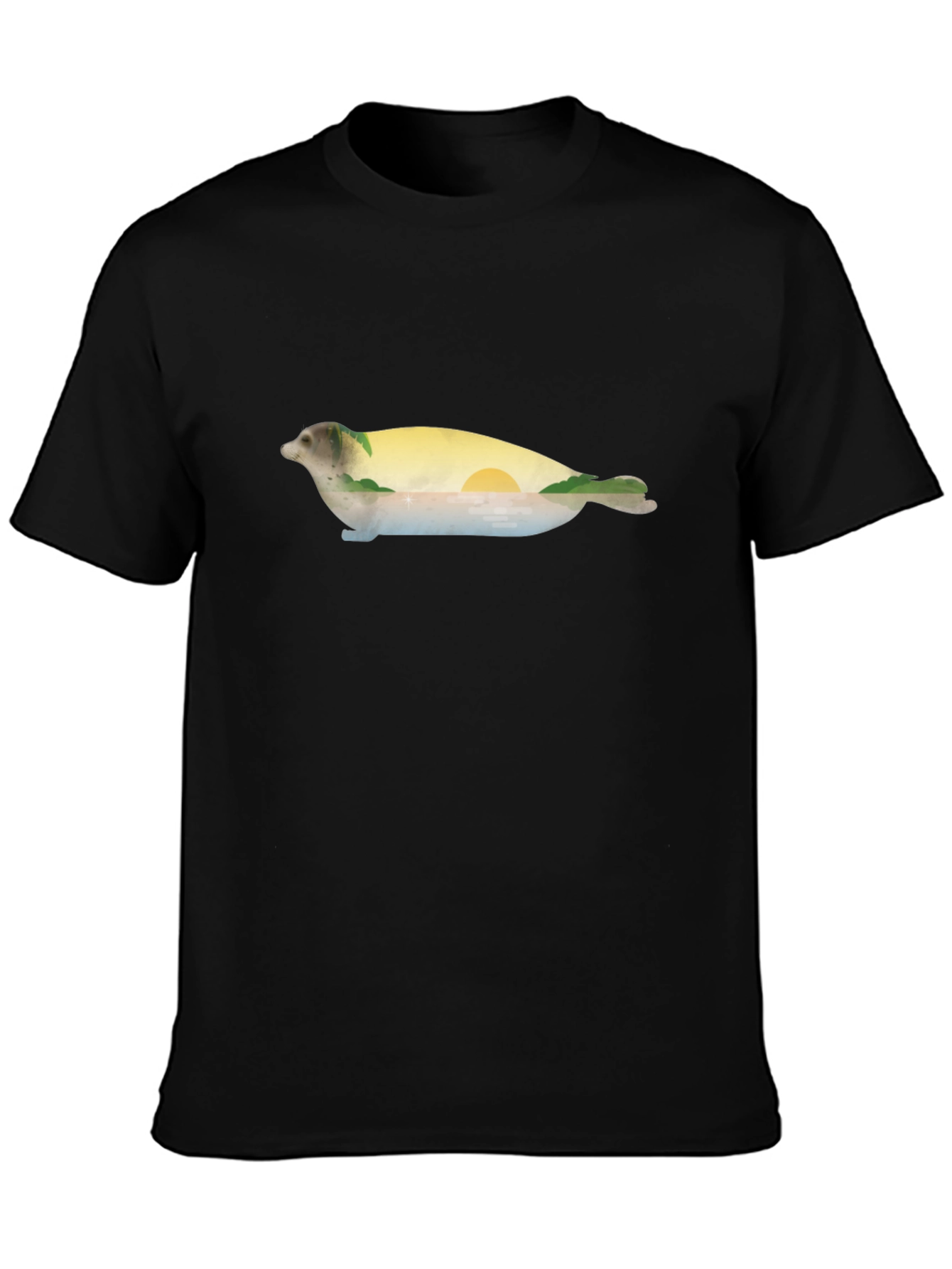 Seal Landscape Graphic Tee - Black Cotton Comfort