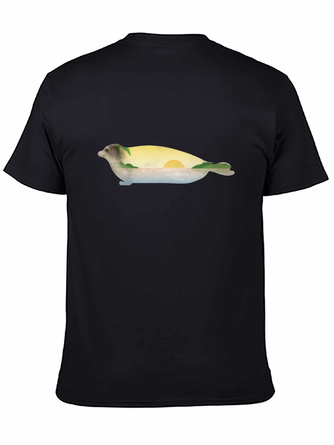 Seal Landscape Graphic Tee - Black Cotton Comfort