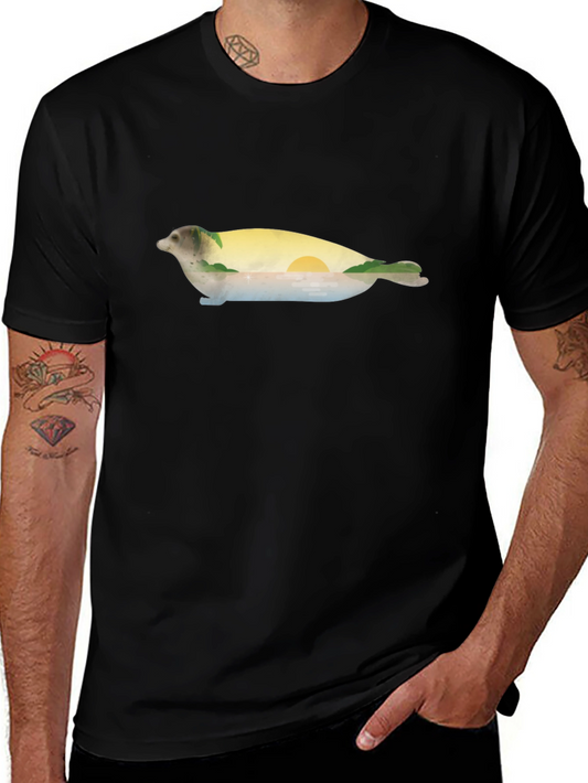 Seal Landscape Graphic Tee - Black Cotton Comfort