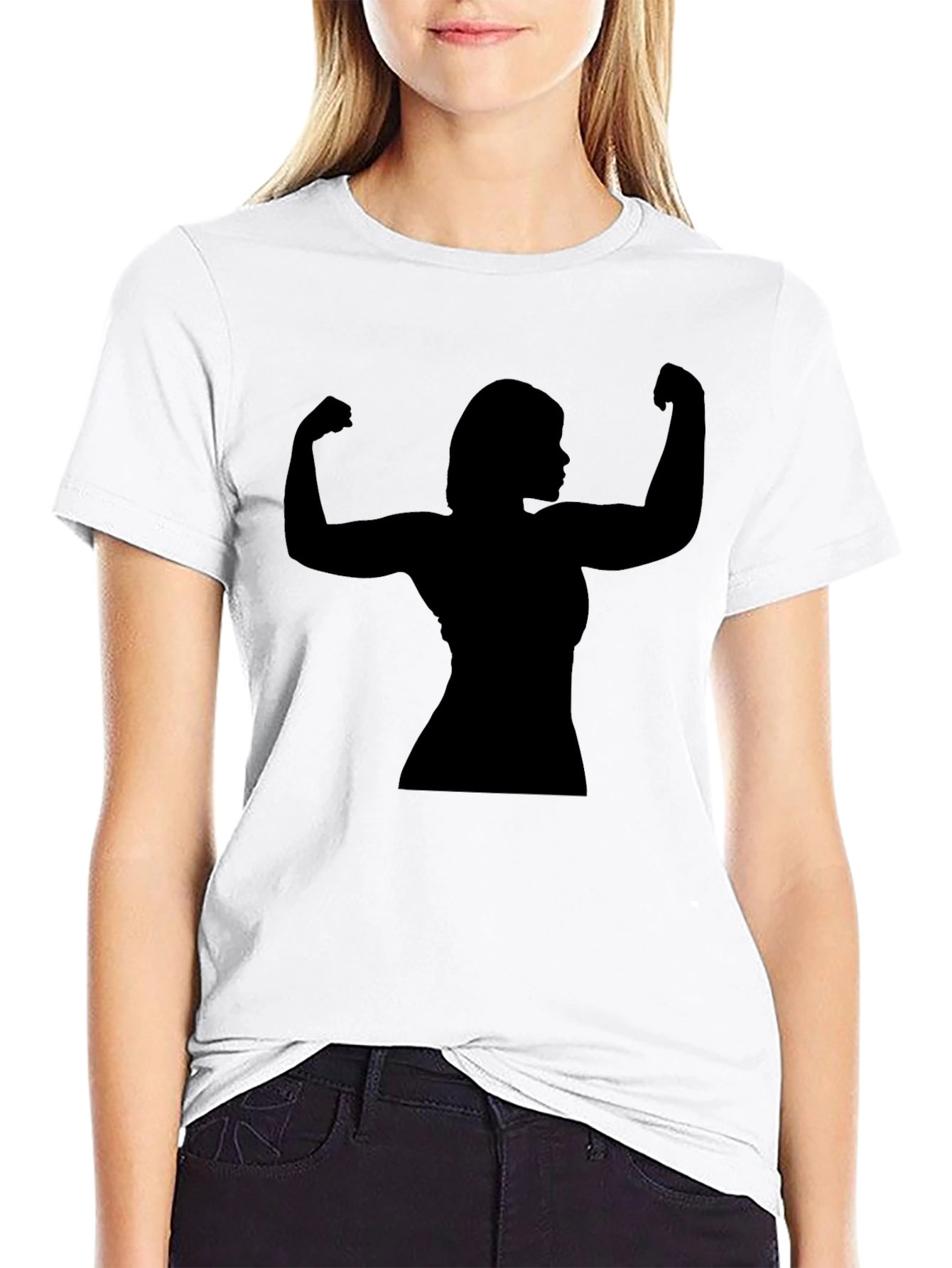 Silhouette Strong Woman Flexing T-Shirt