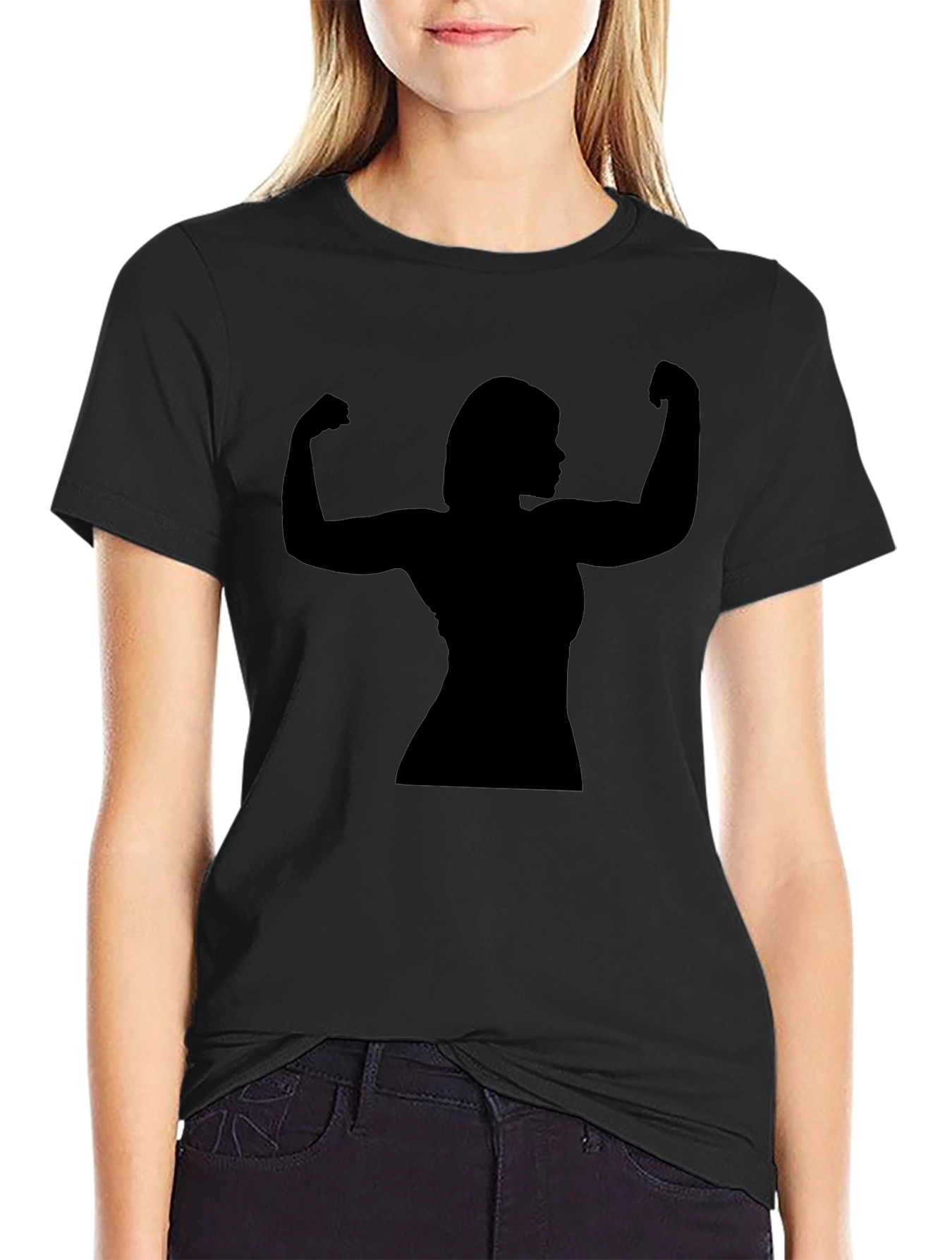 Silhouette Strong Woman Flexing T-Shirt