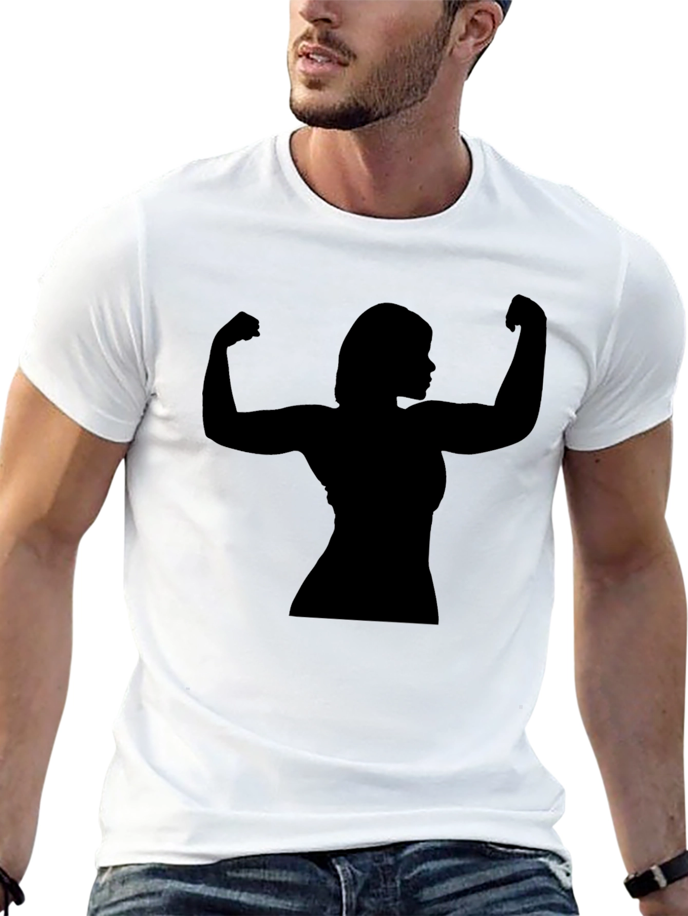 Silhouette Strong Woman Flexing T-Shirt