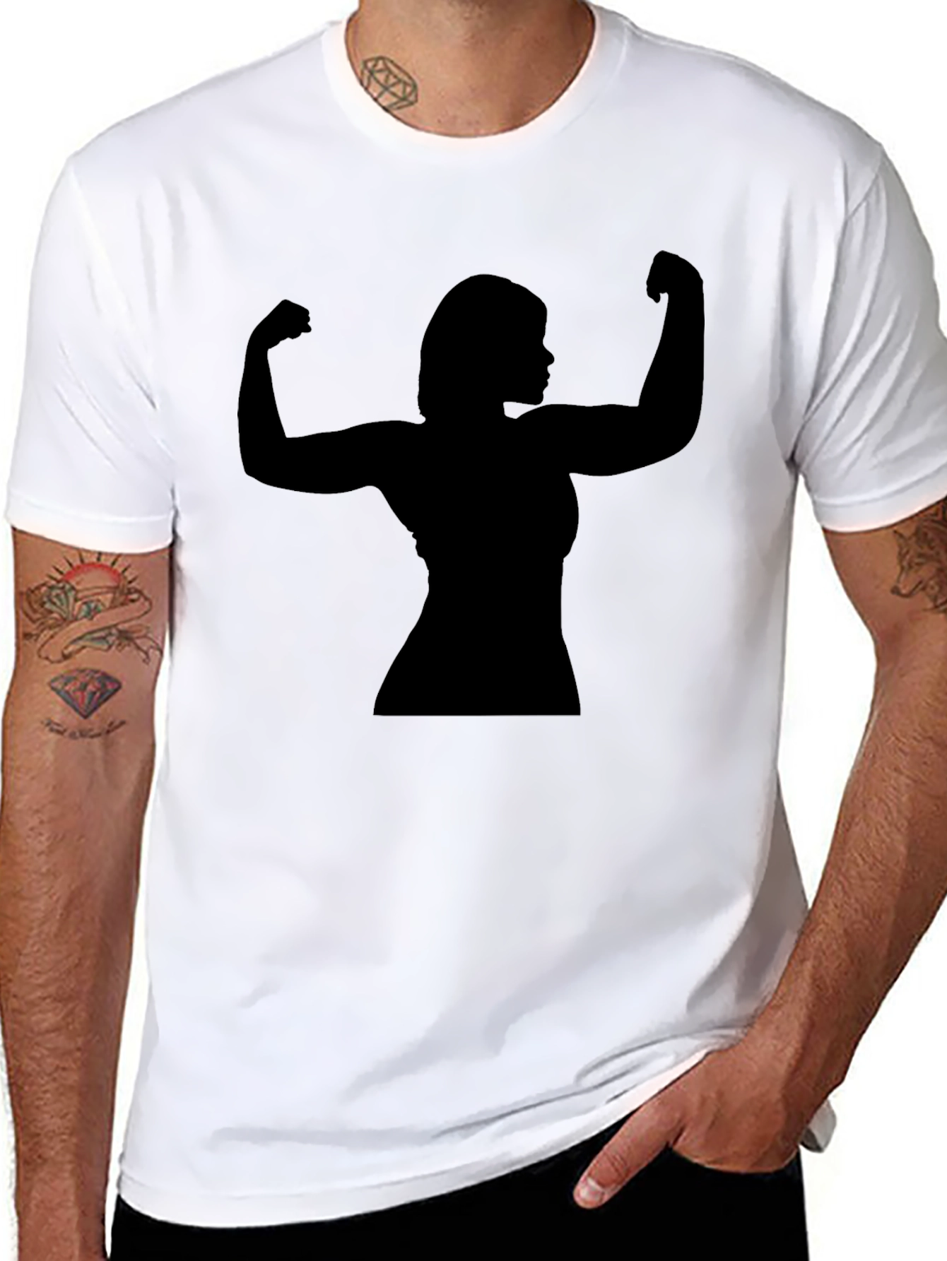 Silhouette Strong Woman Flexing T-Shirt