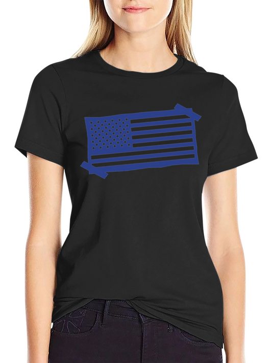 American Flag Blue Graphic Tee - Patriotic Casual Wear
