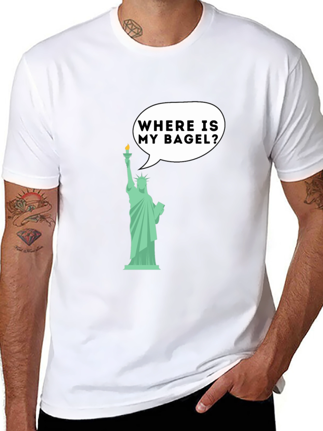 Funny Statue of Liberty Bagel Graphic T-Shirt