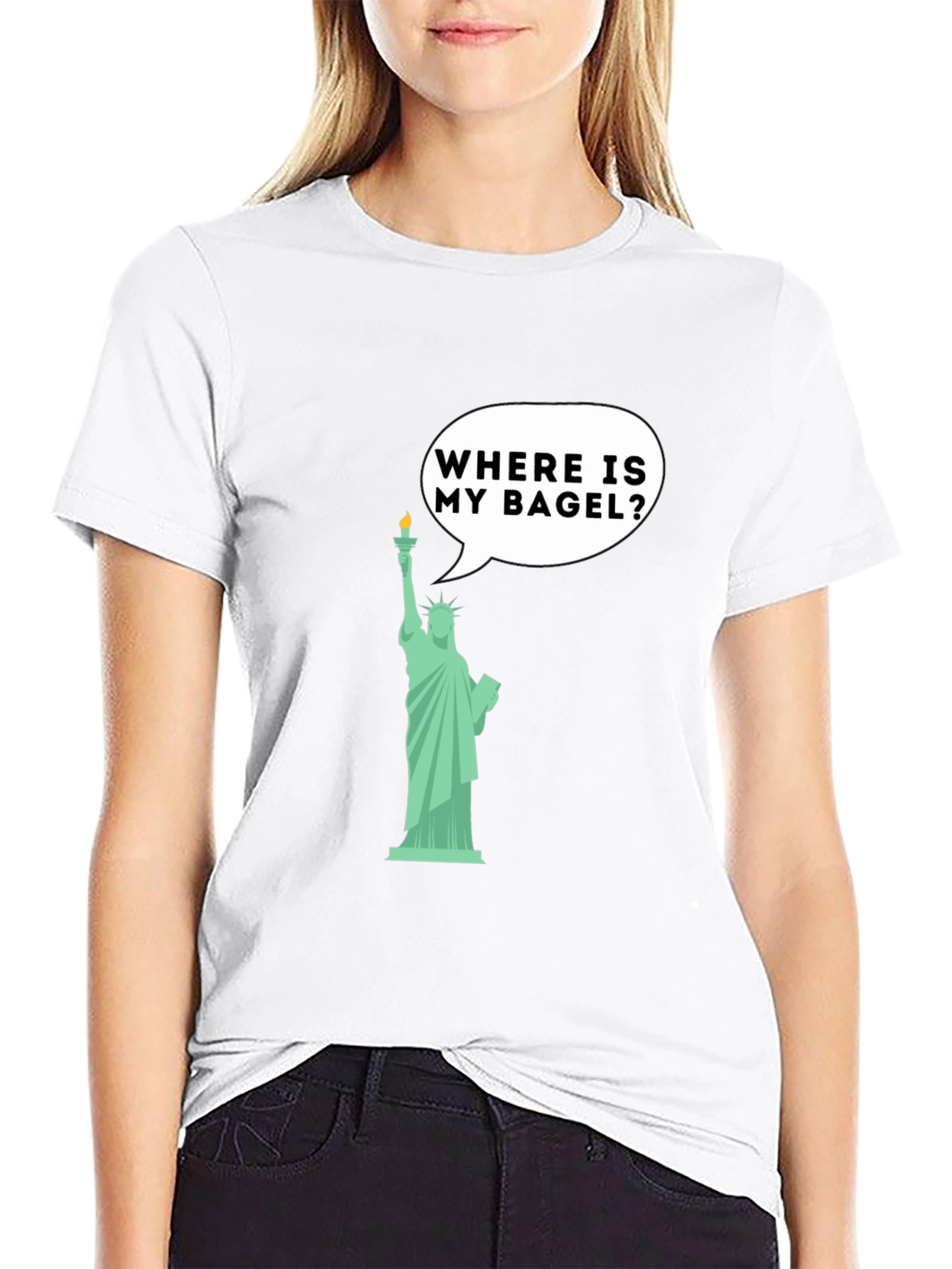 Funny Statue of Liberty Bagel Graphic T-Shirt