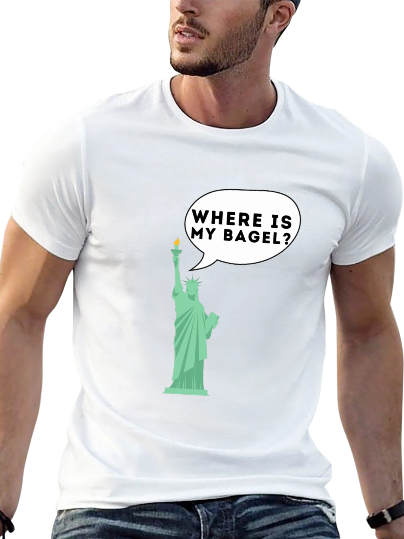 Funny Statue of Liberty Bagel Graphic T-Shirt