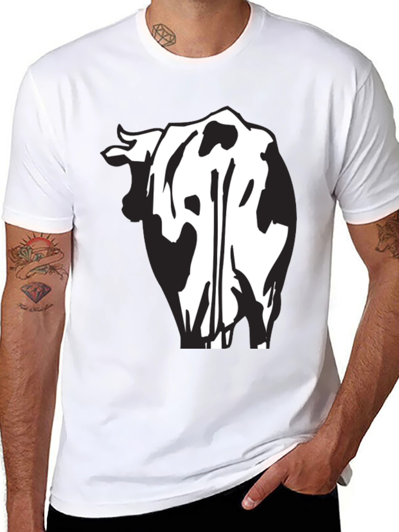 Cow Rear View Black Graphic Tee Shirt