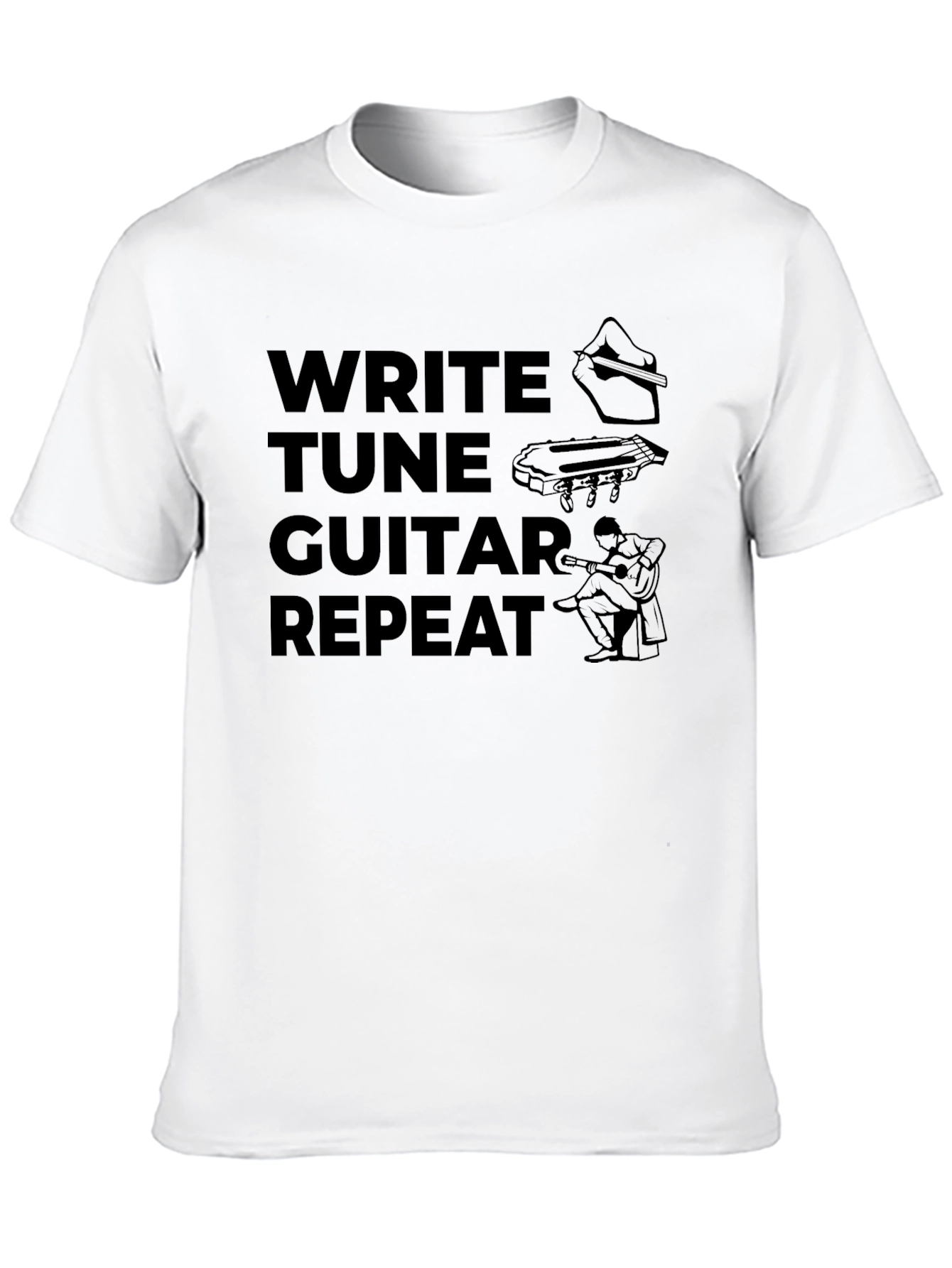 Write Tune Guitar Repeat Musicians Black T-Shirt