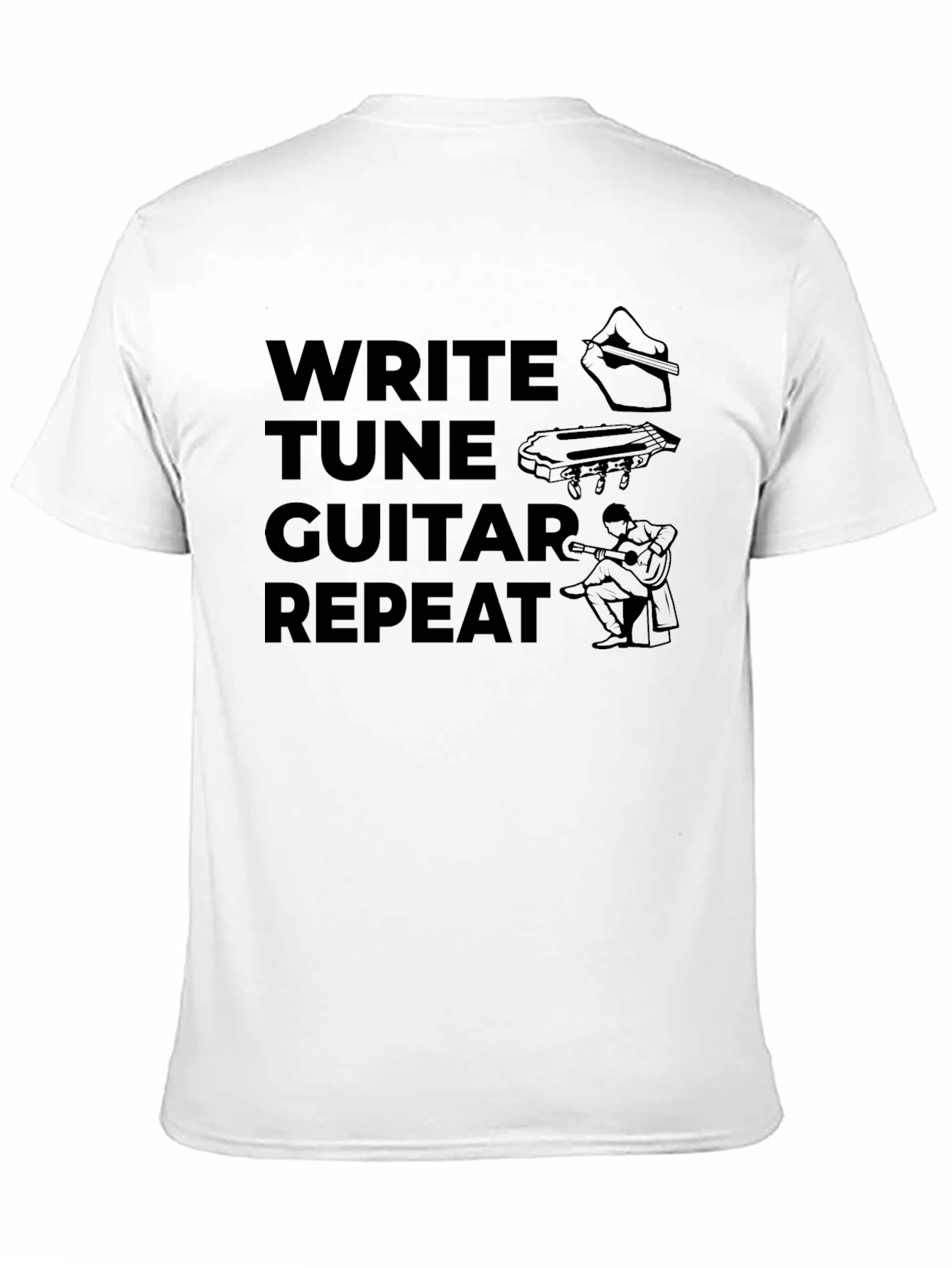 Write Tune Guitar Repeat Musicians Black T-Shirt