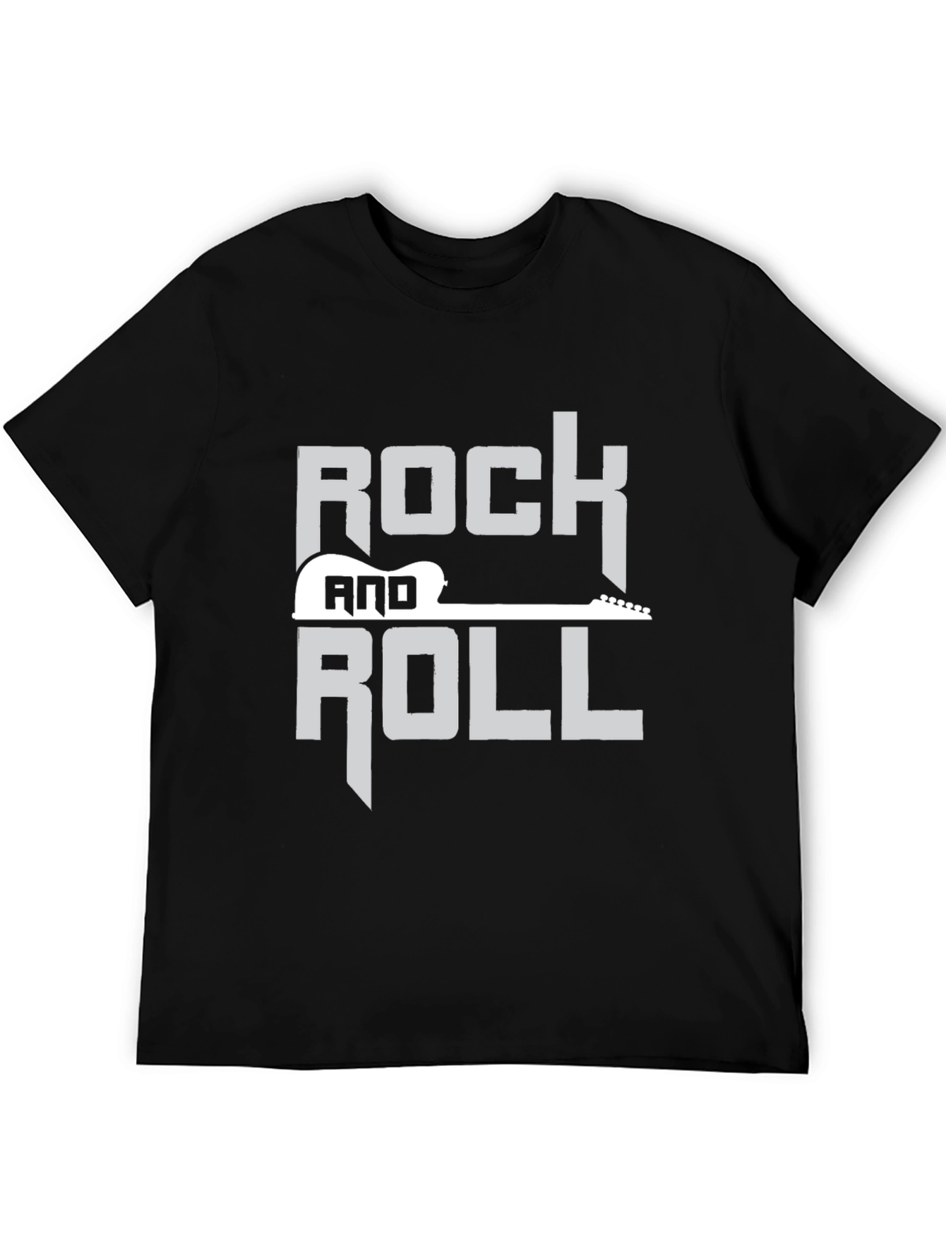 Rock and Roll Guitar Graphic Black T-Shirt
