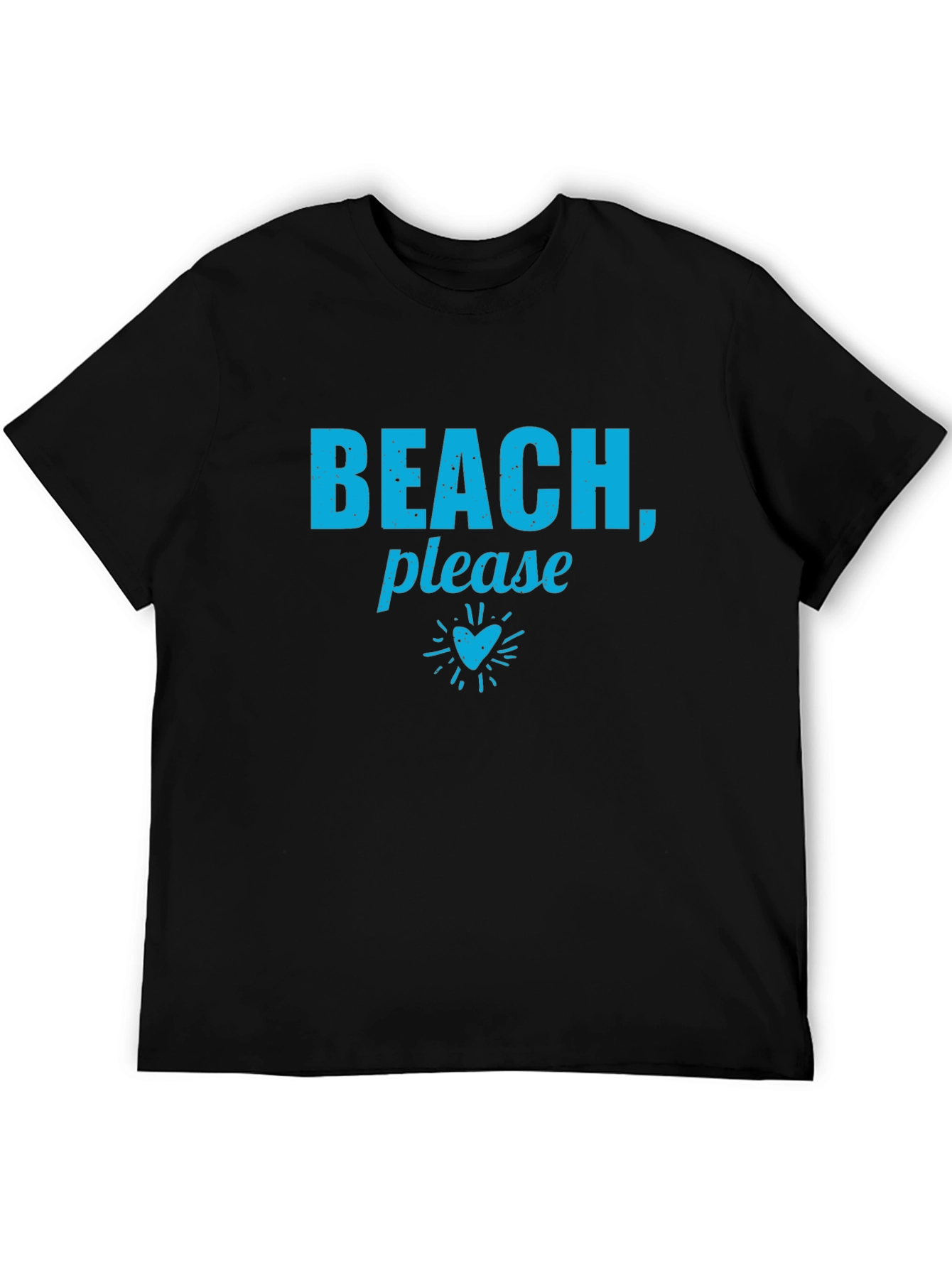 Beach Please! Graphic Print Black T-Shirt