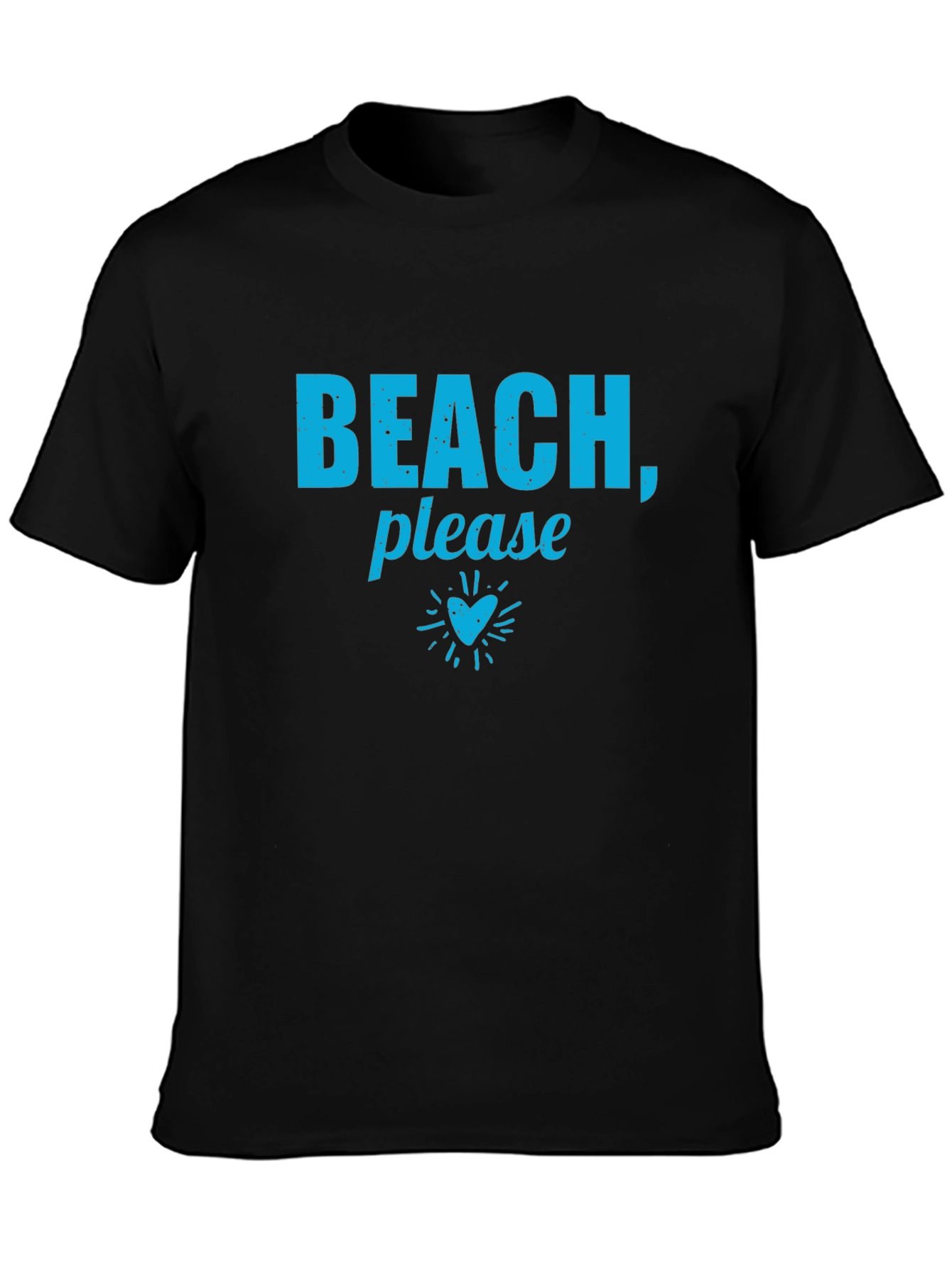 Beach Please! Graphic Print Black T-Shirt