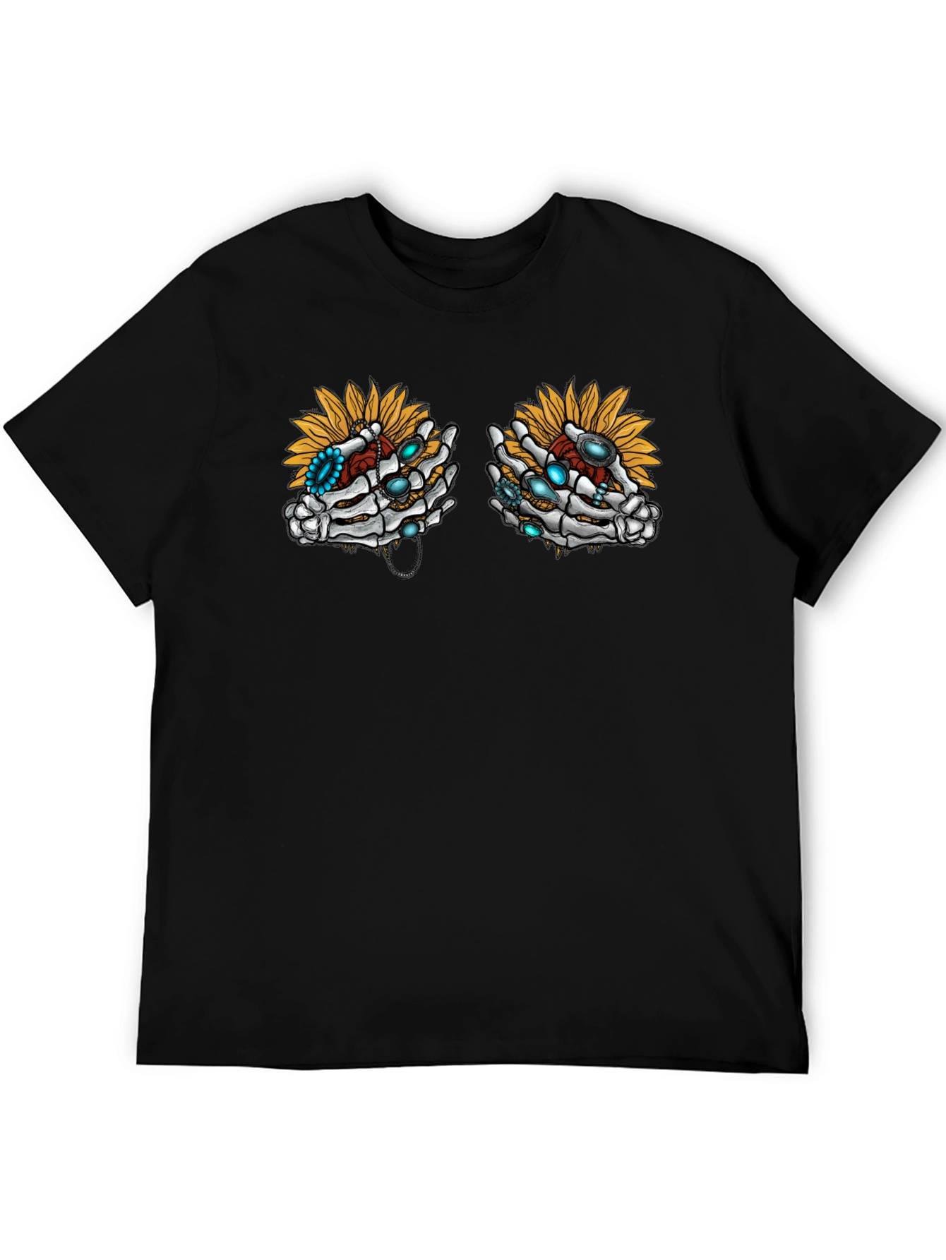 Skeleton Hand Sunflower Graphic Tee